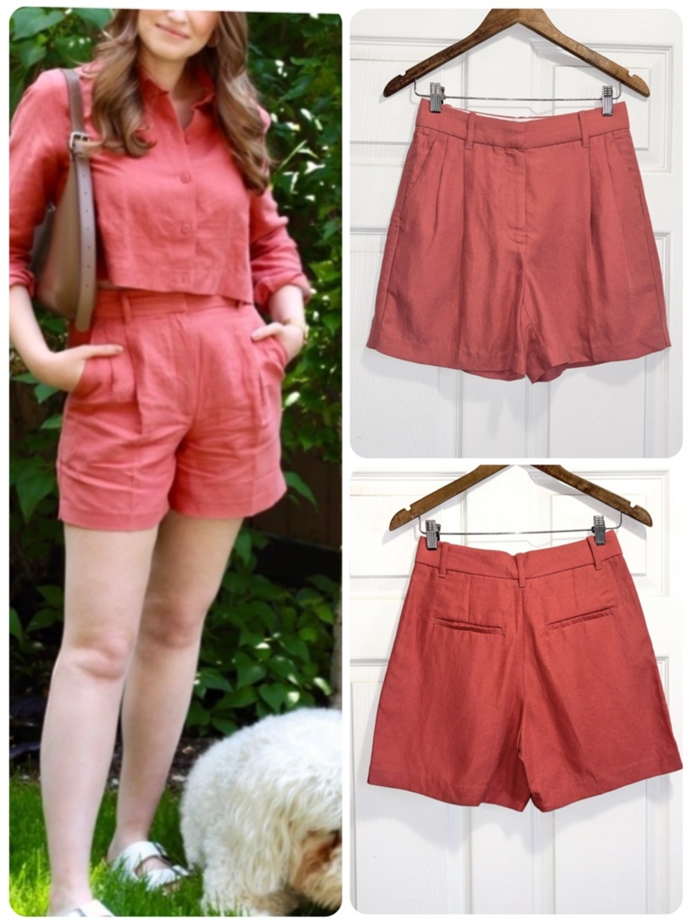 Aritzia Wilfred The Effortless Shorts 5" High Rise Linen Shorts Warm Sienna Sz 2